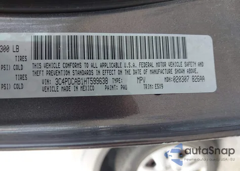 2017 Dodge Journey из США, поврежденный, VIN 3C4PDCA81HT599638